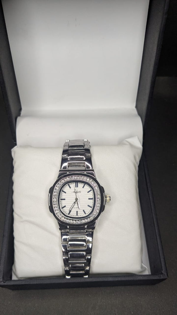 Luxury Silver Crystal Watch